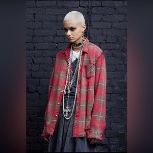 R13 Shredded seam Shirt plaid. Size medium BNWT